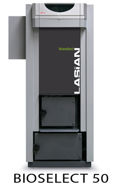 LASIAN BIOSELECT 45 caldera de pie de policombustibles sólidos(para pellets, cascara de almendra, orujillo, hueso de oliva,etc,...) de 45 KW.solo calefacción. (caldera de biomasa de policombustibles)