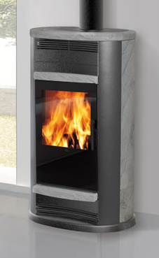 EDILKAMIN GLAM 9,7 Kw.Plano fuego y reja de fundición, fuego de Ecokeram®. Canalizable con 2 bocas. Palanca para regulación manual de la canalización. Posibilidad salida humos superior / posterior. Troncos de leña de máximo 33 cm verticales. laterales, to