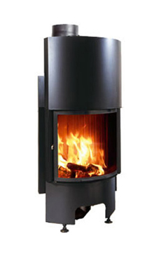 EDILKAMIN AIRFIRE PUERTA GUILLOTINA CURVO de 10 Kw tiro natural.Salida humos hembra Ø 20 cm.