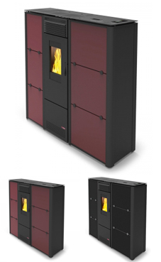 LASIAN NILA de  3,6 a 10 Kw. calentamiento mediante aire, de 10 KW de potencia térmica máxima.slim (revestimiento en vidrio negro), capacidad de calentamiento de 170 m3 (modelos en burdeos y negro) , mando a distancia ,sin limpieza automática.