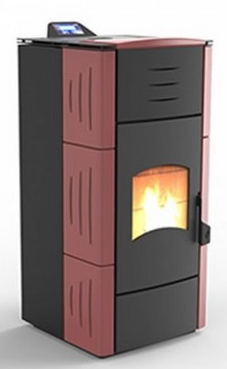 LASIAN EGON de 5,6 a 25 Kw.(pellet) calentamiento mediante agua, de 25 KW de potencia térmica máxima. Capacidad de calentamiento de 430 m3 (modelos en burdeos y beige) programable, con bomba, vaso de expansión, válvula de seguridad, purgador y transductor