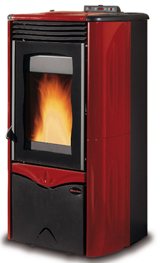 NORDICA-EXTRAFLAME DUCHESSA  3,4-8,7 kW potencia nominal útil Revestimiento en cerámica. Hogar en fundición extraíble. Cajón extraíble para la ceniza. Vitro cerámico resistente a 750°. Colores: Pergamino, blanca y burdeos.