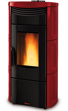 NORDICA-EXTRAFLAME EMMA PLUS 3,6-11 Kw Revestimiento en cerámica. Hogar en fundición extraíble. Cajón extraíble para la ceniza. Vitro cerámico resistente a 750°.  Colores: Pergamino, burdeos o blanco.