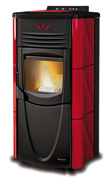 NORDICA-EXTRAFLAME GRAZIOSA LUX 2,7-7 kW Revestimiento en cerámica. Hogar en fundición extraíble. Cajón extraíble para la ceniza. Vitro cerámico resistente a 750°  Colores: Pergamino, blanco y burdeos.