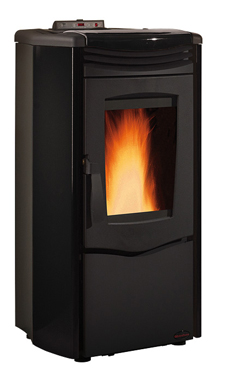 NORDICA-EXTRAFLAME MELINDA STEEL AIR 3,4-10,5 Kw Revestimiento en acero barnizado y cobertura en mayólica. Hogar en fundición extraíble. Cajón extraíble para la ceniza. Vitro cerámico resistente a 750°.  Colores: Pergamino, burdeos o negro antracita.