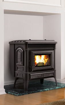 NORDICA-EXTRAFLAME TEODORA 3,5-8,7 kW Revestimiento en hierro fundido esmaltado. Hogar en fundición extraíble. Vitro cerámico resistente a 750°