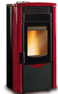 NORDICA-EXTRAFLAME TOSCA PLUS 3,6-11 Kw Revestimiento en cerámica. Hogar en fundición extraíble. Cajón extraíble para la ceniza. Vitro cerámico resistente a 750°. Canalización a través de 2 salidas posteriores Ø 80 Colores: Burdeos, pergamino o blanco.