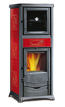 NORDICA-EXTRAFLAME TERMOROSSELLA PLUS FORNO D.S.A. 13,5 Kw Colores: pergamino, burdeos y piedra natural.