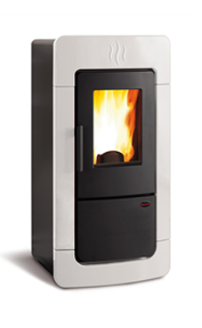 NORDICA-EXTRAFLAME DIADEMA IDRO 5,4-28,3 Kw Revestimiento en cerámica - Caja de la ceniza - Brasero autolimpiador - Intercambiador de calor con sistema de limpieza manual - Extractor de humos con control electrónico de velocidad (encoder), colores: blanco