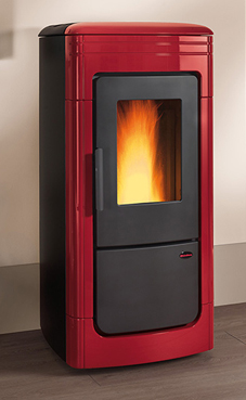 NORDICA-EXTRAFLAME LILIANA IDRO 6,7-22,8 Kw Revestimiento en cerámica - Caja de la ceniza - Brasero autolimpiador - Intercambiador de calor con sistema de limpieza manual - Extractor de humos con control electrónico de velocidad (encoder) Colores:  burdeo