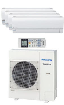 PANASONIC KIT 4E7777-QKE multi-split Etherea 4x1 Inverter+ Exterior:CU4E27PBE Interiores:4 CS-E7QKEW blanco.