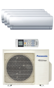 PANASONIC KIT 4XE77712-QKE WIFI multi-split Etherea 4x1 Inverter+ Exterior:CU4E27PBE Interiores:3 CS-XE7QKEW+CS-XE12QKEW blanco con control por teléfono inteligente.