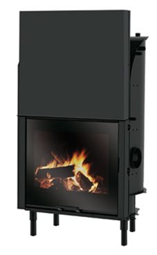 EDILKAMIN H2 OCEANO C/S 28 de 27,8 Kw.salida humos hembra Ø 25 cm. Serpentin y válvula de seguridad incorporados. Fuego de acero, plano fuego de fundición y cristal plano, con posibilidad de asador.