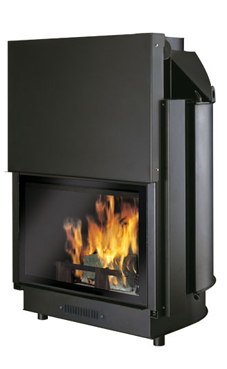 EDILKAMIN ACQUATONDO PLUS 22 / CS de 23 Kw. serpentin y válvula seguridad incorporadas.con cristal vista total, salida humos hembra Ø 20 cm , completado de brasero y posibilidad de asador ,fuego de acero y fundición.Revestimientos: Air, Bix Box, Dromond, 